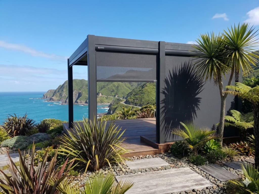 Pergola blind installation in Christchurch, NZ